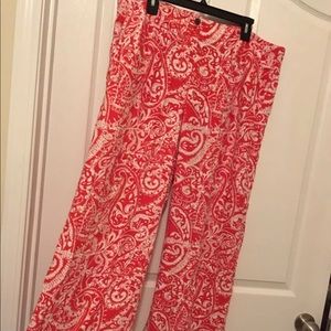 LOFT Orange Paisley Loose Capri Pants Size 14